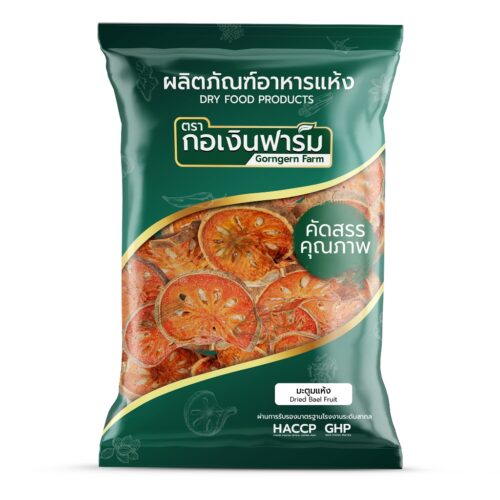 Front of a 200 g Gorngern Farm dried bael fruit bag